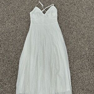 Lulu's White Allover Sequin Spaghetti Strap Dress